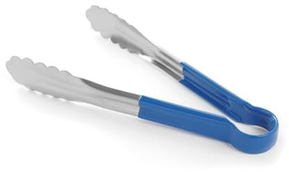 HENDI Servierzange HACCP, Griff beschichtet in den HACCP farben, Küchenzange, Lebensmittel Zange, Grillzange, Kochzange, 250mm, Edelstahl, Blau