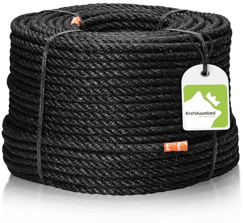 Kratzbaumland Premium-Sisalseil schwarz 8 mm, schwarzes Sisalseil für Kratzbäume (versch. Längen) (50 Meter)