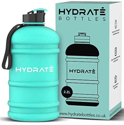 HYDRATE XL Jug 2,2 Liter Wasserflasche - BPA-Frei mit Griff und Klappverschluss - Trinkflasche für Einen Aktiven Lebensstil - Trainingsflasche Sport fürs Fitnessstudio oder Freien (Mattes Minzgrün)