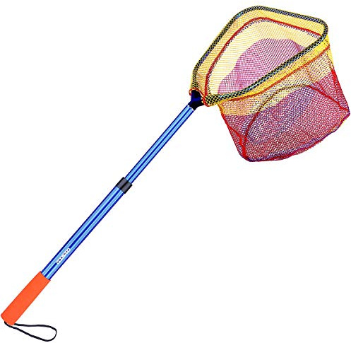 Kids Fishing Net, Telescoping Bait Net, Minnow Net, Butterfly Net - 11.4 Net Depth, Handle Extends to 30 for Easy Catch and Release (Blue-1pack)