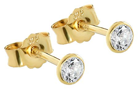 NKlaus Kelch-Ohrstecker 375 Gelbgold 9 Karat mit Zirkonia 3,5mm 2 Stück