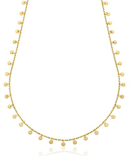 Aka Gioielli® - Damen Halsreif Vergoldetes Sterling Silber 925 mit mehreren kleinen Runde Plättchen, zarte Halskette für Mädchen