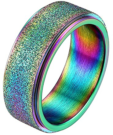 Richsteel Spinner Ring für herren Damen 8mm breit Sandgestrahlt Bandring Drehbarer Ring für Geburtstag Valentinstag Verlorbung