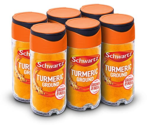 Schwartz Turmeric 37 G | Jar | Pack of 6 | Bright Yellow Colour | Authentic Taste and Unique Colour | Earthy Flavour and Citrusy Aroma | Source of Curcumin | Perfect for Curries, Soups & Relishes