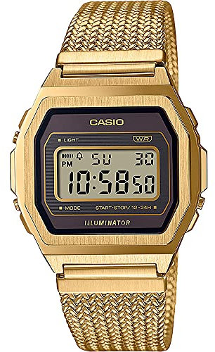 Casio Unisex-Child Digital Quartz Watch with Stainless Steel Strap Gold