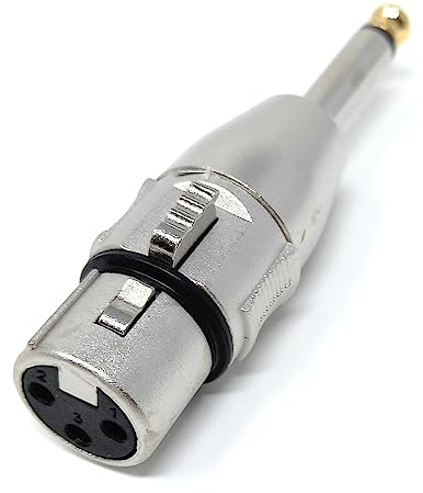 DRUT 1pcs 6.35mm Mono TS Jack Plug to XLR Female Socket Cable Lead Adapter | (Silver)