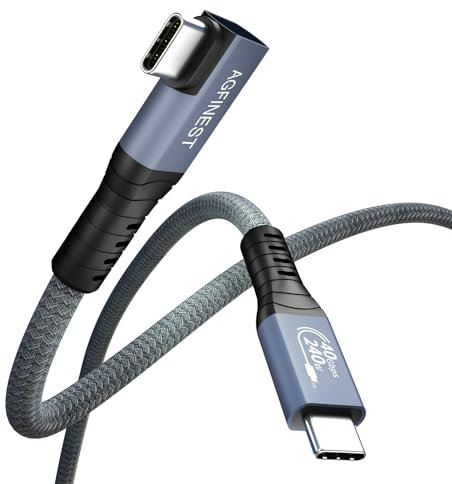 240W USB4 Kabel für Thunderbolt 4 Kabel, Zertifizierte 40Gbps Datensynchronisation, 8K@60Hz 4K@144Hz HDR USB C Kabel für iPhone16 MacBook M1 M2, iPad, SSD, Docking Station (Rechter Winkel, 2M)