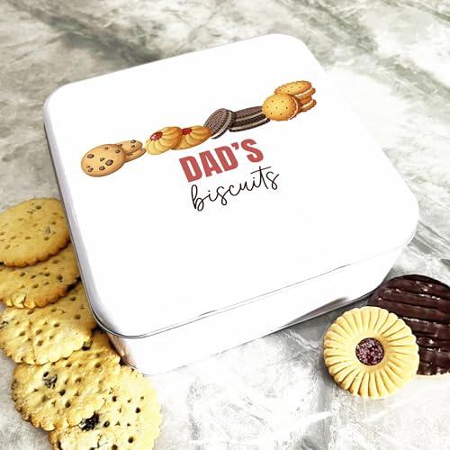 Square Dad's Biscuits Assortment Personalised Biscuit Tin Personalised Gift | Custom Gift | Personalized Tin | Cake, Biscuit & Treat Tins | Gift For Her | Gift For Him