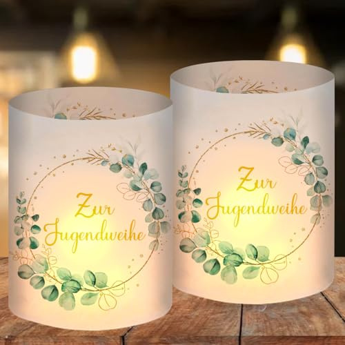 12 Windlicht Tischdeko Jugendweihe, Deko Jugendweihe Junge Mädchen, Alles Gute Zur Jugendweihe Tischdeko, Meine Jugendweihe Dekoration, Gastgeschenk Jugendweihe, Geeignet für Teelichter oder Kerzen