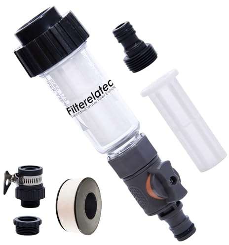 Wasserfilter Gartenschlauch Befüllfilter Set mit 2 Filtereinsatz, Regulierventil und 2 Schnelladapter als Befüllfilter für Hochdruckreiniger,Wohnmobil,Caravan, Boot,Gartenpumpe, Gartenbewässerung