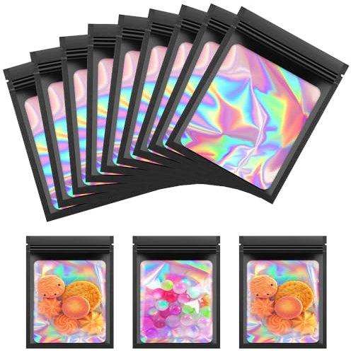 EMAGEREN 100 PCS Bolsas de Mylar para Termosellado, Bolsas Cierre Hermético Pequeño, Bolsas de Plastico con Cierre Hermético Negras, Bolsa de Mylar para Caramelos Snacks Joyería (9 * 12cm)