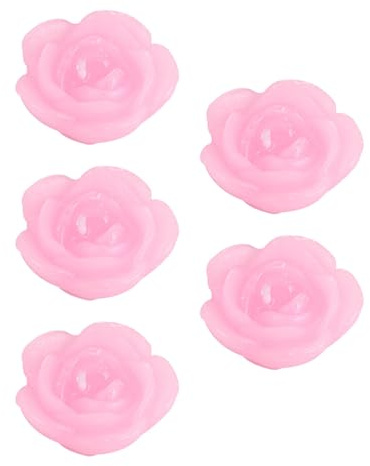 BIUDECO 5 Schwimmende Kerzen aus Paraffin in Rosenblütenform Rosa Dekorativ für Hochzeit und Bankett 5 Stück Romantische Tischdekoration