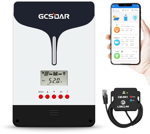GCSOAR MPPT Laderegler 100A 12V/24V/48V Auto Max PV 200V Solarladeregler LCD Display mit App Fernüberwachung für Gel AGM versiegeltes überflutetes LifePO4 Lithium