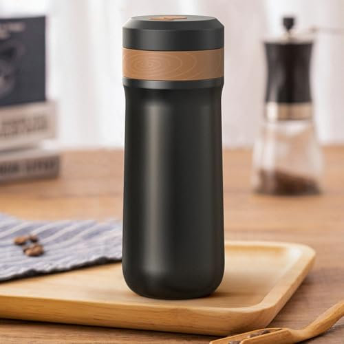 ReachMall Portable French Press Pot Car Travel Coffee Maker, Coffee Mug Stainless Steel Insulated Double-Walled Coffee Tea Maker for Outdoor, Camping