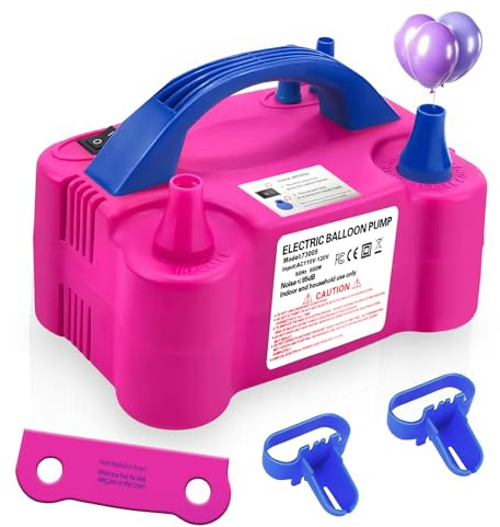 Luftballonpumpe Elektrisch,Europäischer Standard Elektrische Ballonpumpe Luftpumpe für Ballons,Doppeldüse Inflatorgebläse Tragbare Pumpe für Partys
