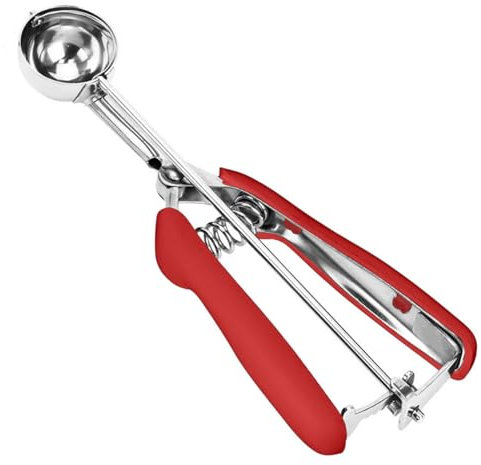 18/8 Stainless Steel Cookie Scoop, Cookie Scoops for Baking, 0.8Tbsp/2.5tsp/12.5ml/0.5oz Cookie Dough Scoop, Ice Cream Scooper with Trigger Release, Cookie Scooper for Baking(Red)