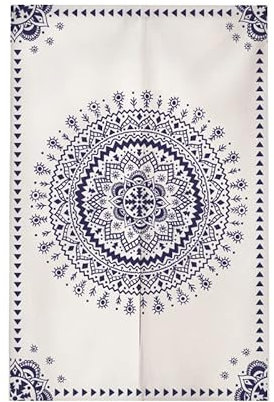 Türvorhang Beige Mandala Küchenvorhänge Polyester Raumteiler Vorhang Waschbar Vorhänge Kurz Küchenvorhang Langlebig Fliegenvorhang Terrassentür tür Vorhang Verdickung Vorhang Tür 90x200cm