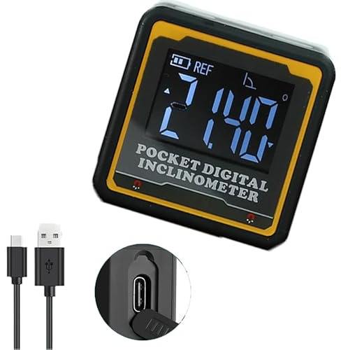 Mini Digitaler Winkelmesser Neigungsmesser - Taschen Digitaler Wasserwaage Neigungsmesser mit Hintergrundbeleuchtung LCD - Wiederaufladbarer Winkelmesser Winkelsucher für Holzbearbeitung Schreiner Bau