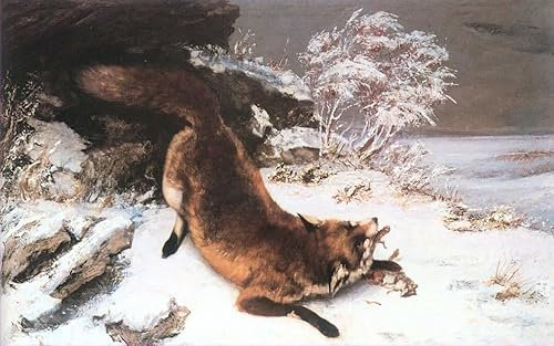 ARToPHIIU Kunstdruck Leinwand Leinwand Wand Kunst Malerei Wandkunst Das tier im schnee von gustave courbet Grafti Leinwanddruck für Wanddekoration 60x90cm