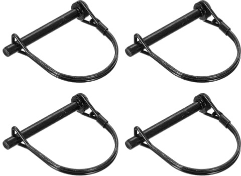QUARKZMAN 4 Stück Rohrklappsplinte 6.3x55mm Splinte Rohre 1/4 x 2-3/16 Bolzen mit Ring, Anhängerbolzen Runde Bolzen für Boot Kajak anhänger Traktorwagen, Schwarz