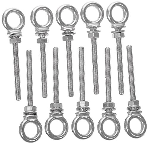 HOMOCONO 10 Stück M6x60 Marine-ringschrauben Edelstahl Schraubringe Mit Unterlegscheiben Für Wäscheleinen Und Zäune