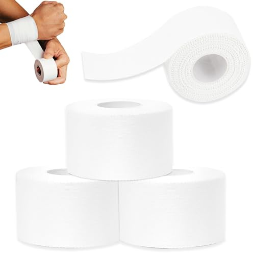 Sport Tapes, 4 Volumes Sporttape, Chaque Volume Sport Tape 3,8 cm x 10 m Sport Tape, Blanc Bandage Autoadhésif, Bandage Boxe, Bande de Boxe, les Articulations et le Maintien Musculaire