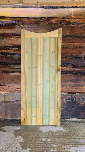 Wooden TVG CURVE NECK Garden Gate Pedestrian Gate Wooden Pressure Treated ((180cm High x 83cm Wide x 5cm Deep))