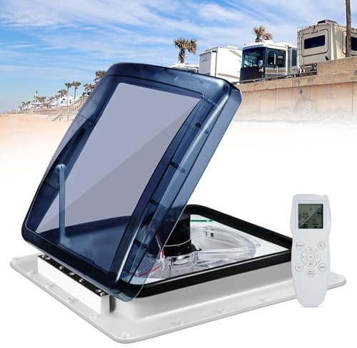 Naturalpowev Ventilatore da Tetto per roulotte, 400mm x 400mm, Ventilatore Camper con Telecomando, sensore di Pioggia Silenzioso, 10 velocità, per Camper Caravan