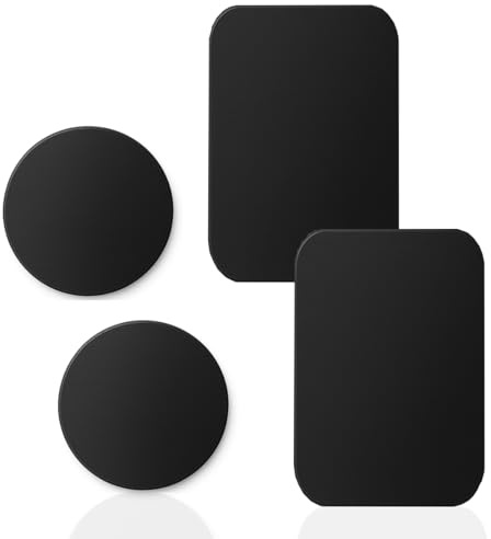Metall Platte Handy Halterung passend für Samsung Galaxy S26 S25 S24 S23 S22 S21 Ultra FE 5G Plus A56 A36 A26 A16 Metallplättchen für Auto KFZ Magnet Halter 4Stück Rund Eckig selbstklebend Schwarz