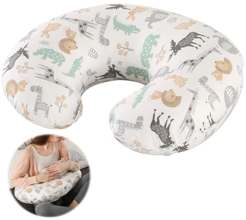 YANGUN Nursing Pillow, Breast Feeding Pillow with 100% Cotton Pillowcase, Washable feeding pillow for Girls Boys, Pregnancy Gifts(Large, Animal)