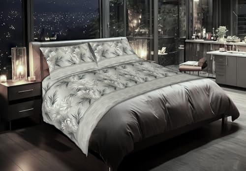 L'Emporio Casa Set Lenzuola in Flanella, Cotone Italiano 100% Pettinato, Anti-Pilling Varie Misure (Armony Grigio, Matrimoniale)