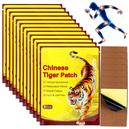 Patch Anti Douleur, Patch Chauffant, Tiger Soreness Relief Patch, Patch de Soulagement Douleur Tigre, pour les Douleurs du cou, du Genou, du dos et des épaules (96 pièces)