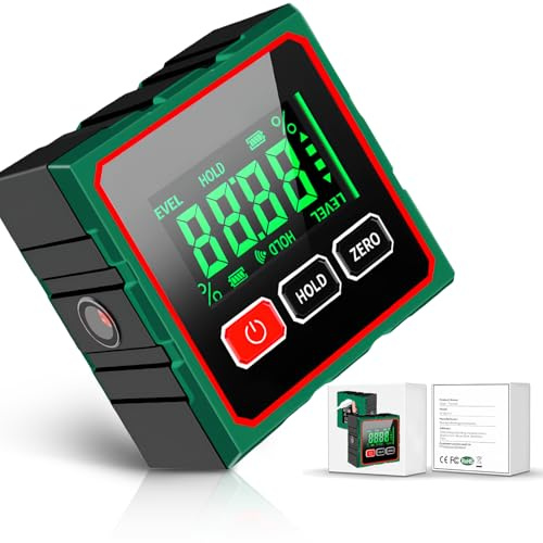 Magnetic Digital Angle Finder with Electronic Laser, USB Charging Digital Level Box, 4 Side Strong Magnetic Base & LCD Display Backlight, Woodworking Measuring Tool, for Table Miter Saw, Construction