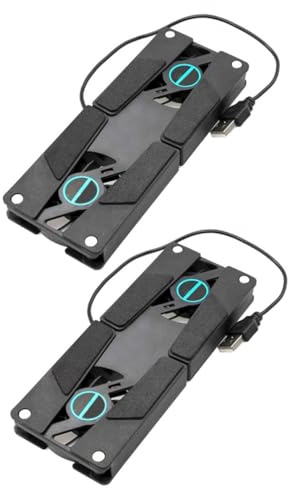 UTHCLO 2 Pezzi Dispositivo di Raffreddamento per Laptop Pieghevole USB Doppia Silenziosa Portatile per Notebook Abs Black