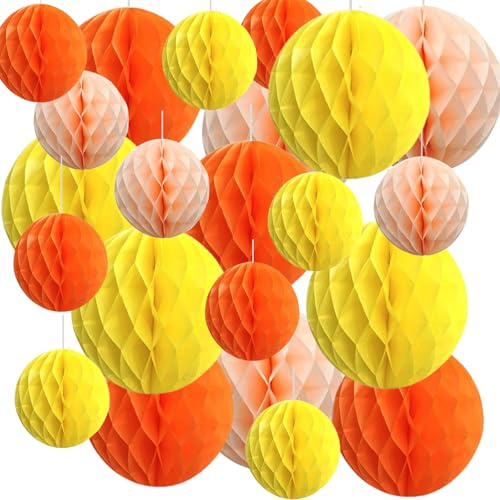 Palline a Nido D'ape in Carta Velina, 22 Palline a Nido D'ape in Carta, Palline a Nido D'ape da 15/25 cm, Nido D'ape Colorato, Decorazione Floreale di Carta, per Feste, Compleanni, Ringraziamento