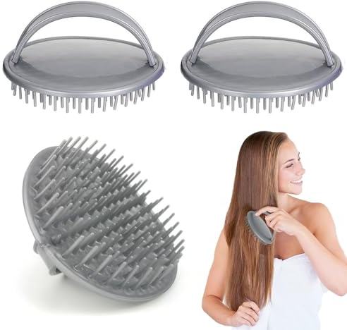 3 Pcs Gray Scalp Scrubber Brush Shampoo Massager for Hair Cleaning