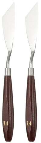 QUARKZMAN 2pcs Couteau À Spatule Outil De Peinture 2.76 x 0.91 Spatule En Acier Inox Couteaux À Spatule Grattoirs Outils Avec Manche En Hêtre Pour Acrylique Mélange Étendage, Rouge/Argenté
