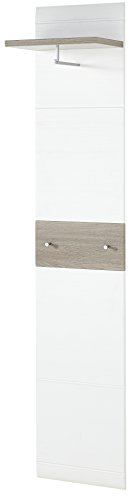 Germania Garderobenpaneel 3968-542 GW-Malou, mit Kleiderstange und Zwei Haken, in Nelson-Eiche-Nachbildung/Weiß-Struktur, 39 x 195 x 30 cm
