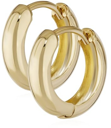 NKlaus Klappcreolen Gold 585 Echtgold, rund poliert, 12,2 x 3,2 mm, 2 Stück | Paar hochglänzende Ohrringe aus 14 Karat Gelbgold, 1,6 mm stark und ca. 1,3 g