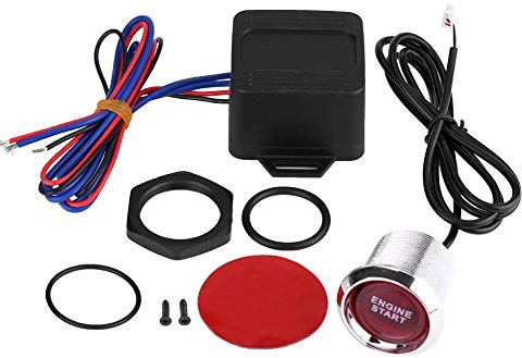 Keenso Auto Startschalter Kit, Universal Auto 12V Motor Startknopf + Relaisbox LED Startschalter Druckknopfschalter (Rot)