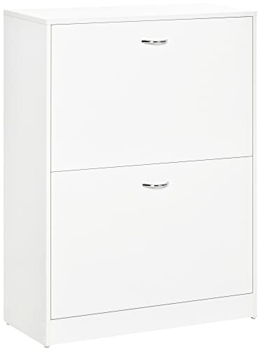 HOMCOM Skoskåp skoskåp dim. 60 L x 24 l x 80 H cm 2 fällbara dörrar vit