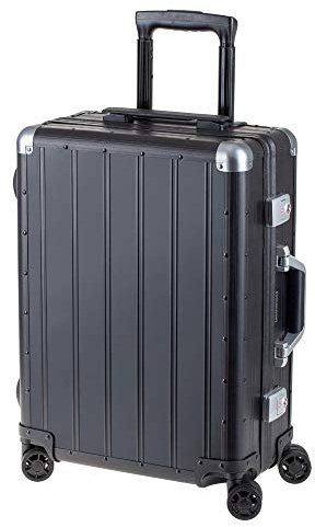 ALUMAXX 45171 kabintrulleorbit, handbagage, rullväska av aluminium, TSA-lås, trolleyväska med 4 dubbla 360° lättrullande hjul, aluminiumväska ca 54 cm, svart, 54 x 40 x 20 cm