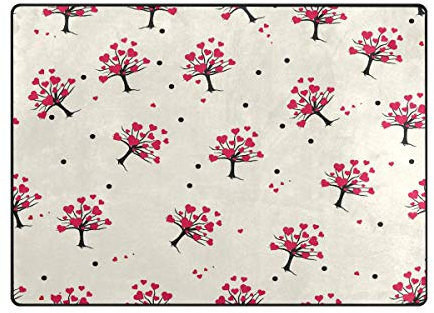 MONTOJ Herzförmiger Kirschbaum Schlamm Schaber für Schuhe, Wohnzimmer, Schlafzimmer, Heimdekoration, Teppich, Polyester, 1, 63 x 48 inch