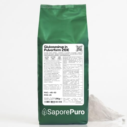 SaporePuro GLUKOSE SYRUP pulver 1,5 kg - Trockenglukose - Ideal für Eis, Sorbets und Desserts
