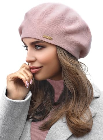 Braxton Wool Beret Hat - Warm Lined Crochet Angora Knit Berets - French Paris Hat for Women