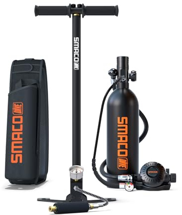 SMACO Mini Tauchflasche 1L Sauerstoffflasche Tauchen Mini Taucherflasche für Unterwasseratmung Tragbare Tauchen Sauerstofftank Lung Air Tank für Notfallrettung Bootsreinigung Tauchausrüstung