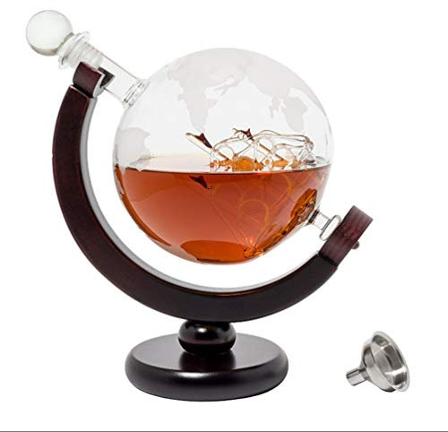 LAI HO Decantador De Whisky De 850 Ml, Dispensador De Whisky De Barco Antiguo, Juego De Decantador De Globo De Vino, Soplado A Mano, Ideal para Vodka, Whisky, Escocés, Ron, Tequila Y Más