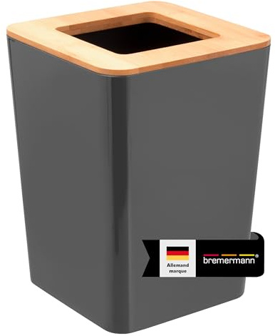 bremermann Kosmetikeimer CALVI aus Bambus und Kunststoff // Abfalleimer // Mülleimer 5,5 Liter (grau)
