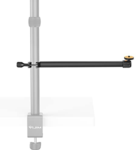 jusmo Auxiliary Holding Arm with 360° Ballhead for Small Camera/Gopro/Light/Webcam and More, Suitable for 20mm-30mm Rod Pole (LS02A)
