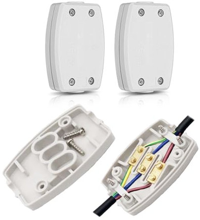 2Pcs 3 Terminal Electrical Cable Junction Box 13Amp 250v Flex Connector 3 Core Cable Connectors For Indoor Lighting, Electrical Power, Wiring(White)